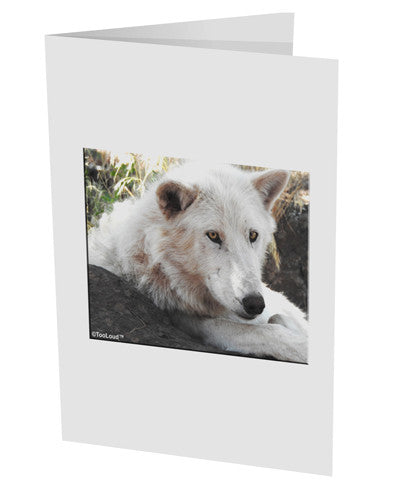 Laying White Wolf 10 Pack of 5x7&#x22; Side Fold Blank Greeting Cards-Greeting Cards-TooLoud-White-Davson Sales