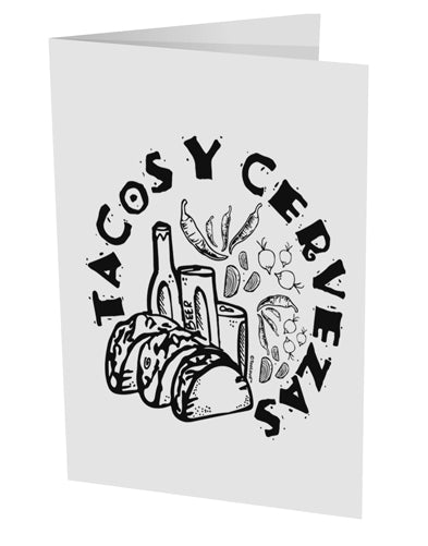 TooLoud Tacos Y Cervezas 10 Pack of 5x7 Inch Side Fold Blank Greeting Cards-Greeting Cards-TooLoud-Davson Sales