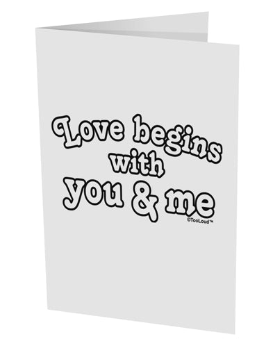 Love Begins With You and Me 10 Pack of 5x7&#x22; Side Fold Blank Greeting Cards by TooLoud-Greeting Cards-TooLoud-White-Davson Sales