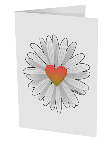 Pretty Daisy Heart 10 Pack of 5x7" Side Fold Blank Greeting Cards-Greeting Cards-TooLoud-Davson Sales