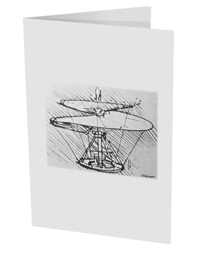 Helicopter Sketch 10 Pack of 5x7&#x22; Side Fold Blank Greeting Cards-Greeting Cards-TooLoud-White-Davson Sales