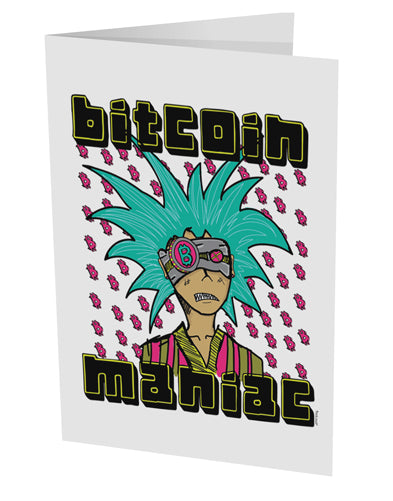 TooLoud Bitcoin Maniac Crypto 10 Pack of 5x7 Inch Side Fold Blank Greeting Cards-Greeting Cards-TooLoud-Davson Sales