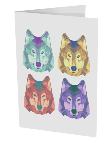 Geometric Wolf Head Pop Art 10 Pack of 5x7&#x22; Side Fold Blank Greeting Cards by TooLoud-Greeting Cards-TooLoud-White-Davson Sales