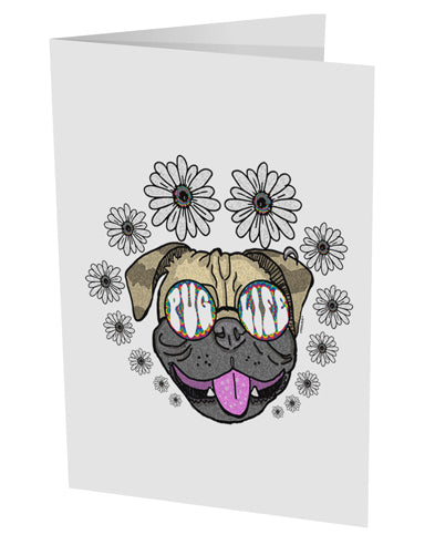 TooLoud Pug Life Hippy 10 Pack of 5x7 Inch Side Fold Blank Greeting Cards-Greeting Cards-TooLoud-Davson Sales