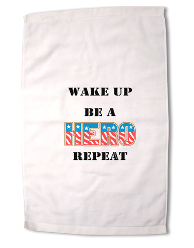 Wake Up Be A Hero Repeat Premium Cotton Sport Towel 16 x 22 Inch by TooLoud-Sport Towel-TooLoud-16x25"-Davson Sales
