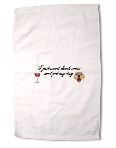 I Just Want To Drink Wine And Pet My Dog Premium Cotton Sport Towel 16 x 22 Inch by TooLoud-Sport Towel-TooLoud-16x25"-Davson Sales