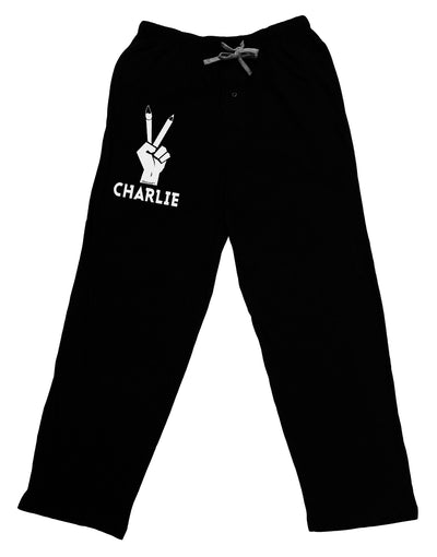 Hand Peace Sign - Charlie Design Adult Lounge Shorts - Red or Black by TooLoud-Lounge Shorts-TooLoud-Black-Small-Davson Sales