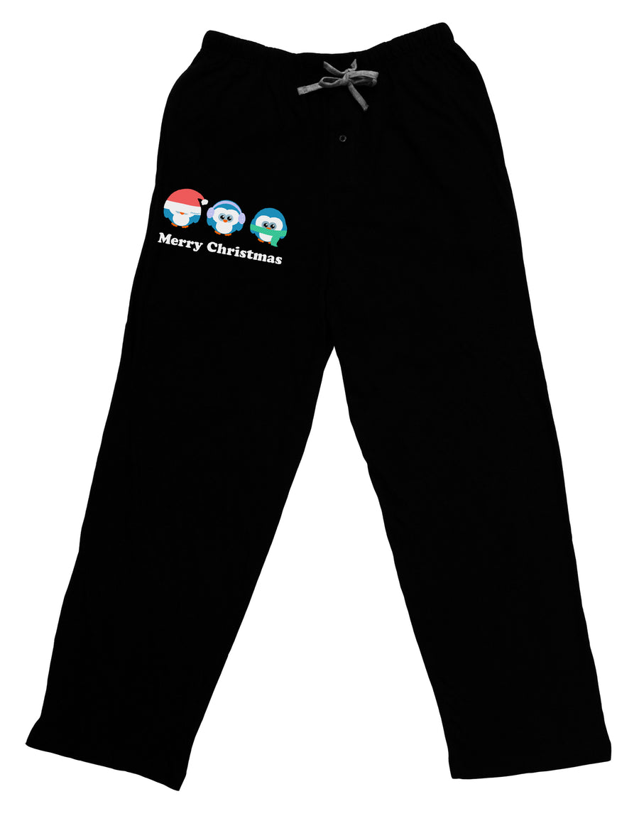 Merry Christmas Penguins See Hear Speak No Evil Adult Lounge Pants - Black-Lounge Pants-TooLoud-Black-Small-Davson Sales