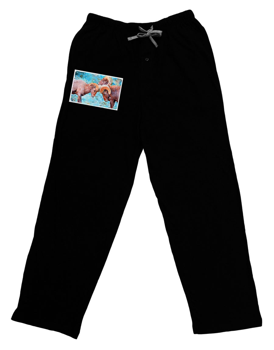 CO Bighorn Head Butt Watercolor Adult Lounge Pants-Lounge Pants-TooLoud-Black-Small-Davson Sales