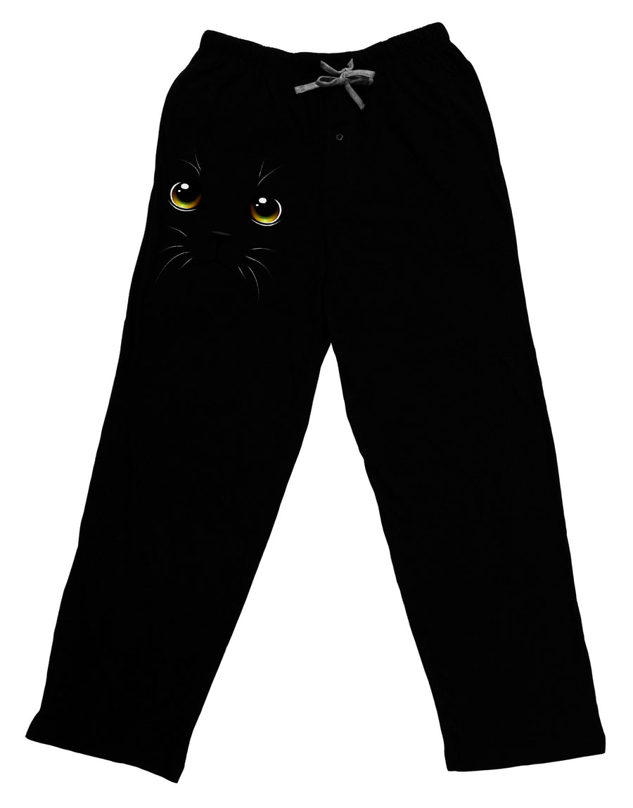 TooLoud Yellow Amber-Eyed Cute Cat Face Adult Lounge Pants-Lounge Pants-TooLoud-Black-Small-Davson Sales