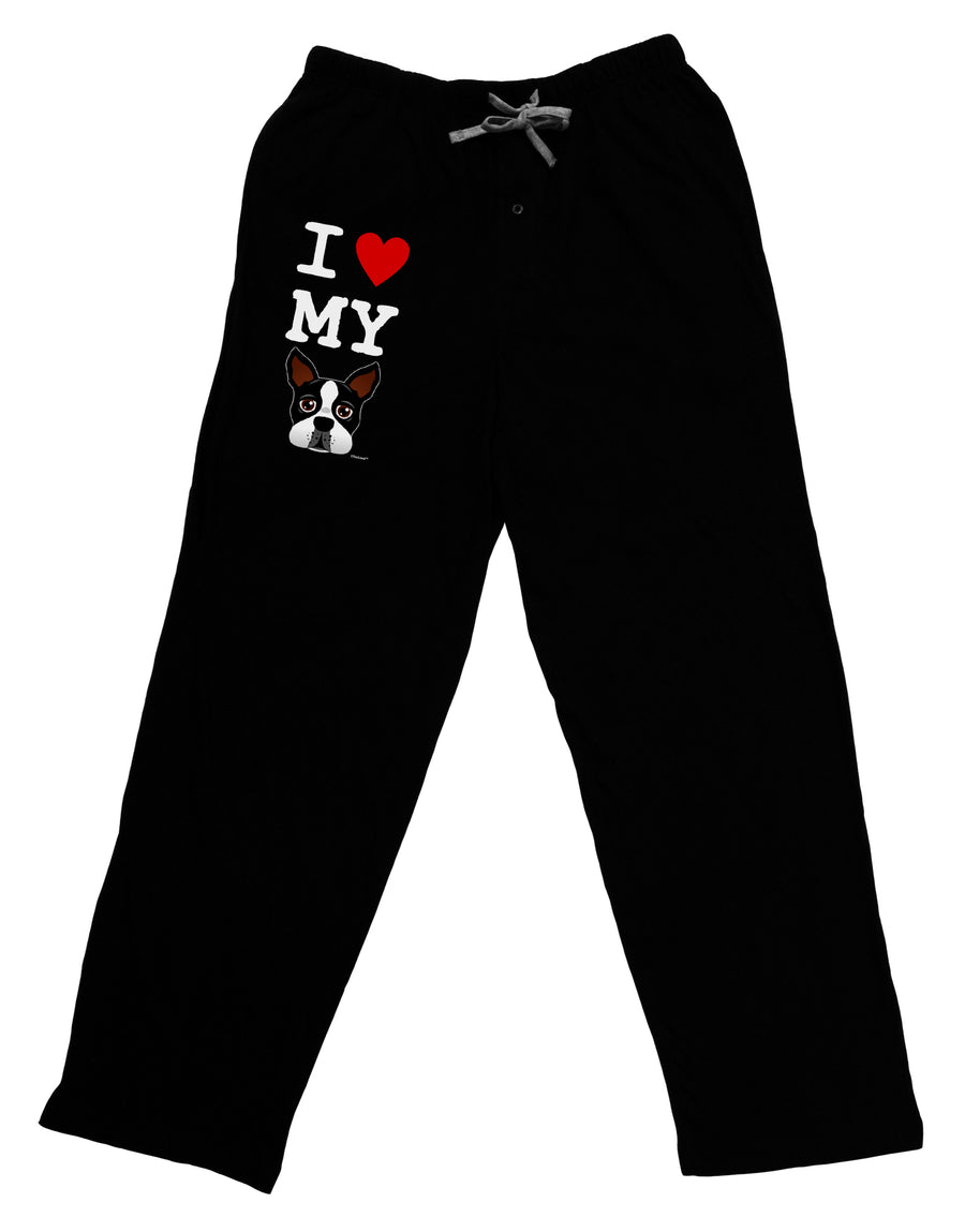 I Heart My Boston Terrier Adult Lounge Pants - Black by TooLoud-Lounge Pants-TooLoud-Black-Small-Davson Sales