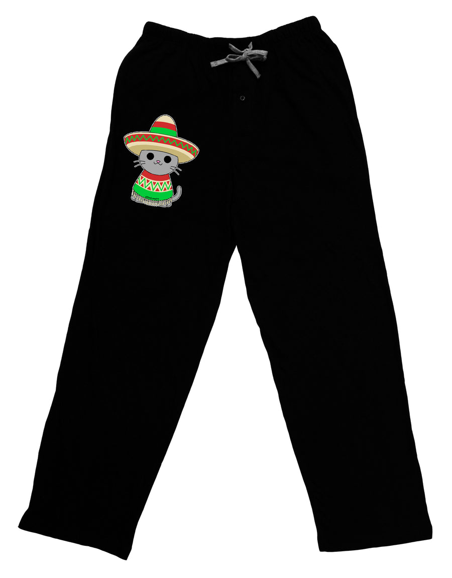 Cat with Sombrero and Poncho Adult Lounge Pants - Black by TooLoud-Lounge Pants-TooLoud-Black-Small-Davson Sales