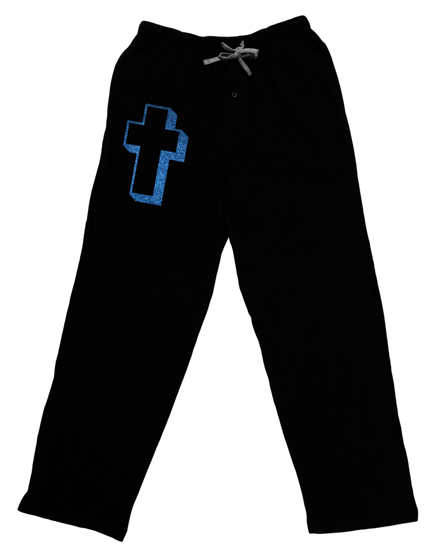 Simple Cross Design Glitter - Blue Adult Lounge Pants - Black by TooLoud-Lounge Pants-TooLoud-Black-Small-Davson Sales