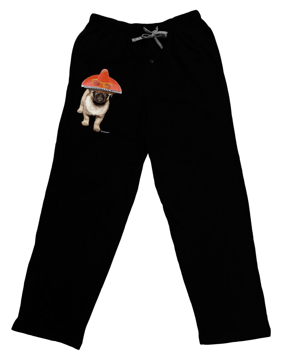 Pug Dog with Pink Sombrero Adult Lounge Pants by TooLoud-Lounge Pants-TooLoud-Black-Small-Davson Sales