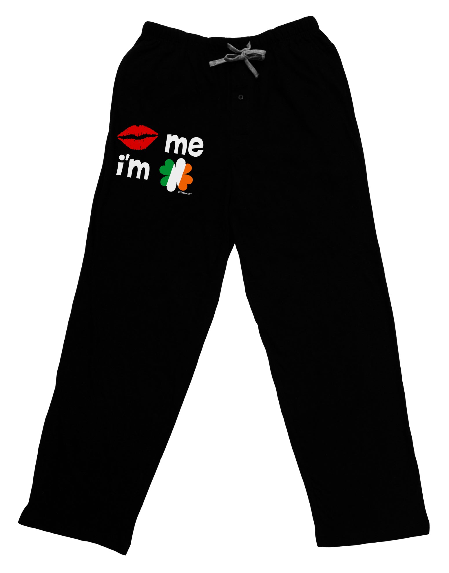 Kiss and Irish Flag Shamrock - Kiss Me I'm Irish Adult Lounge Shorts - Red or Black by TooLoud-Lounge Shorts-TooLoud-Black-Small-Davson Sales