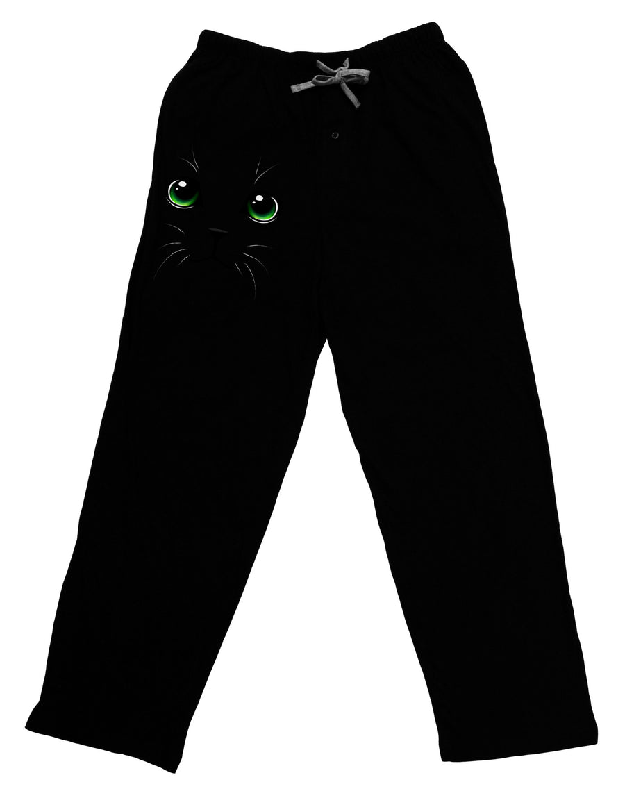 Green-Eyed Cute Cat Face Adult Lounge Pants-Lounge Pants-TooLoud-Black-Small-Davson Sales