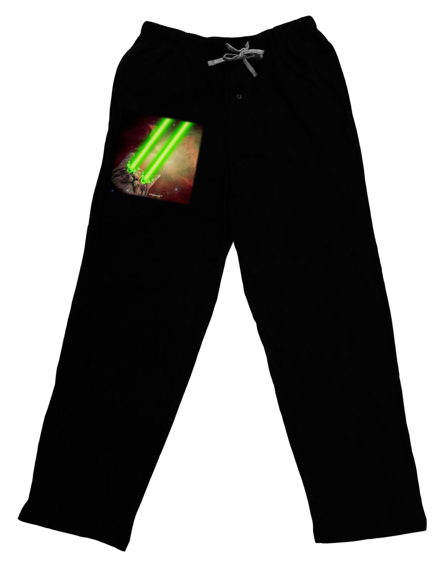 Laser Eyes Cat in Space Design Adult Lounge Pants - Black by TooLoud-Lounge Pants-TooLoud-Black-Small-Davson Sales