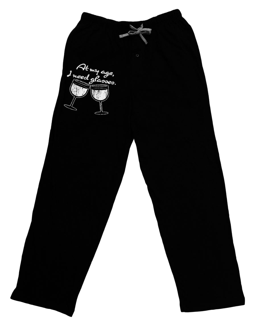 At My Age I Need Glasses - Wine Distressed Adult Lounge Pants - Black by TooLoud-Lounge Pants-TooLoud-Black-Small-Davson Sales