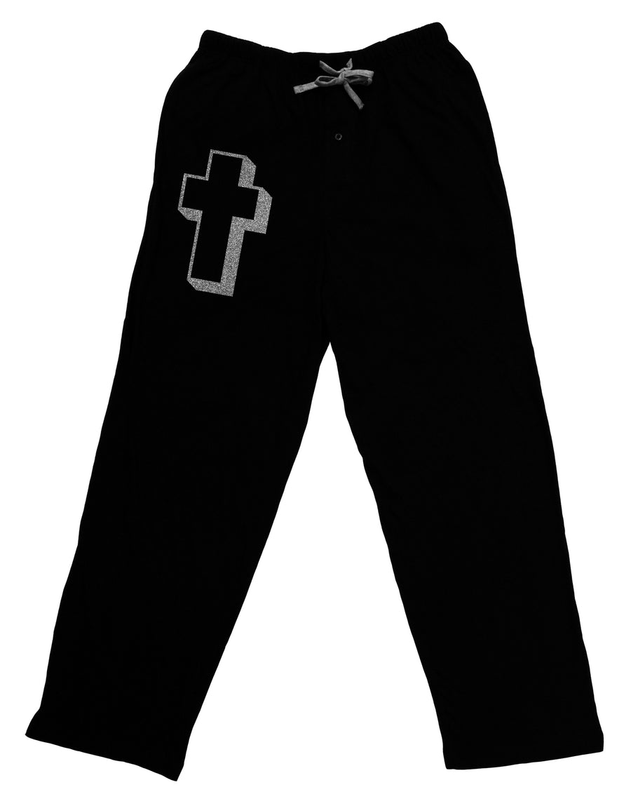 Simple Cross Design Glitter - Silver Adult Lounge Pants - Black by TooLoud-Lounge Pants-TooLoud-Black-Small-Davson Sales