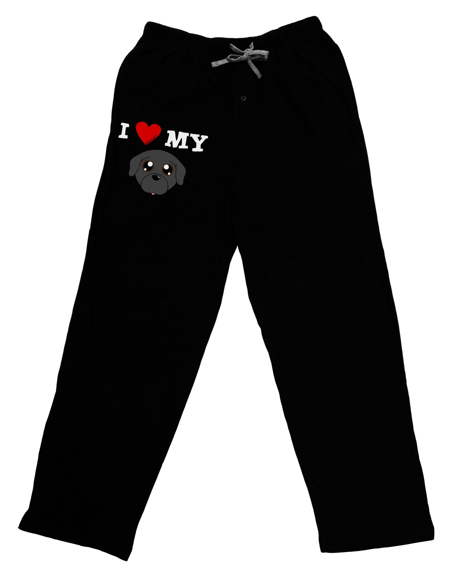 I Heart My - Cute Pug Dog - Black Adult Lounge Shorts - Red or Black by TooLoud-Lounge Shorts-TooLoud-Black-Small-Davson Sales