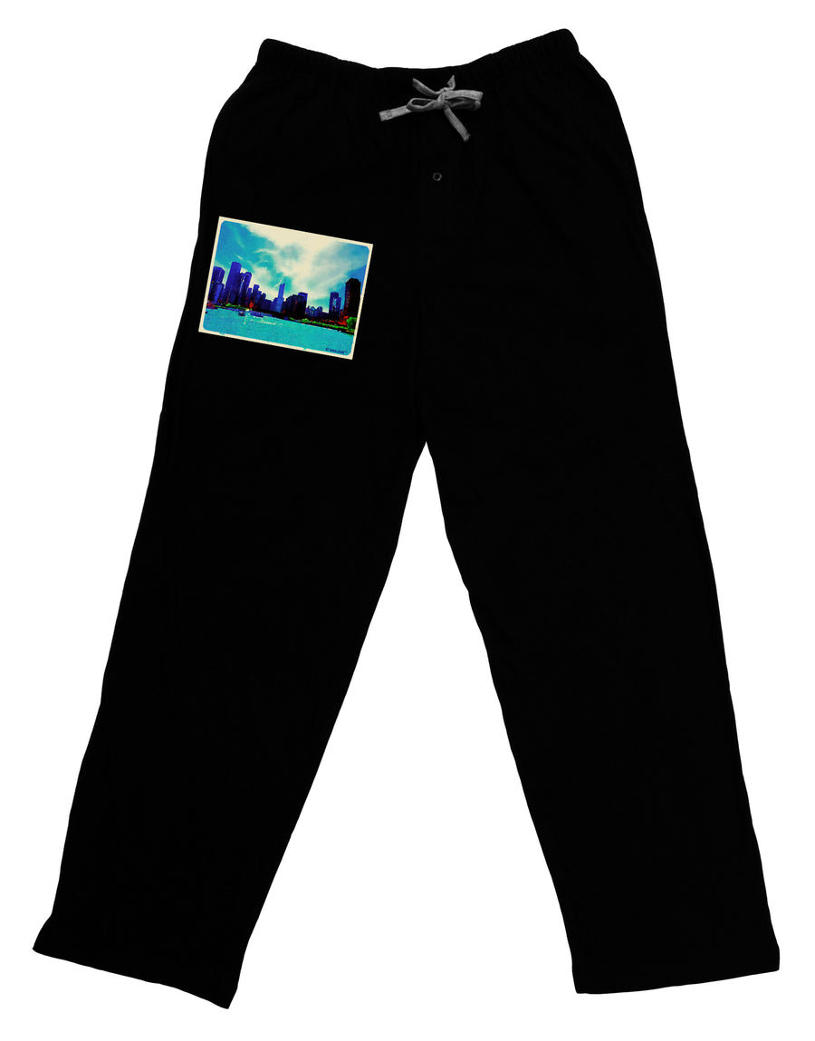 Chicago Skyline Watercolor Adult Lounge Pants-Lounge Pants-TooLoud-Black-Small-Davson Sales