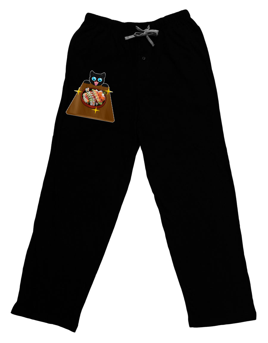 Anime Cat Loves Sushi Adult Lounge Pants by TooLoud-Lounge Pants-TooLoud-Black-Small-Davson Sales