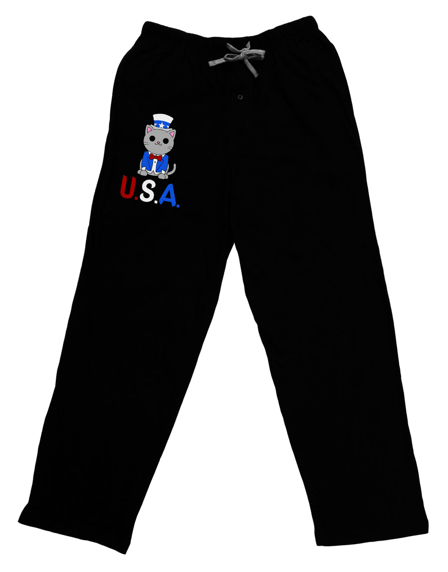 Patriotic Cat - USA Adult Lounge Pants by TooLoud-Lounge Pants-TooLoud-Black-Small-Davson Sales