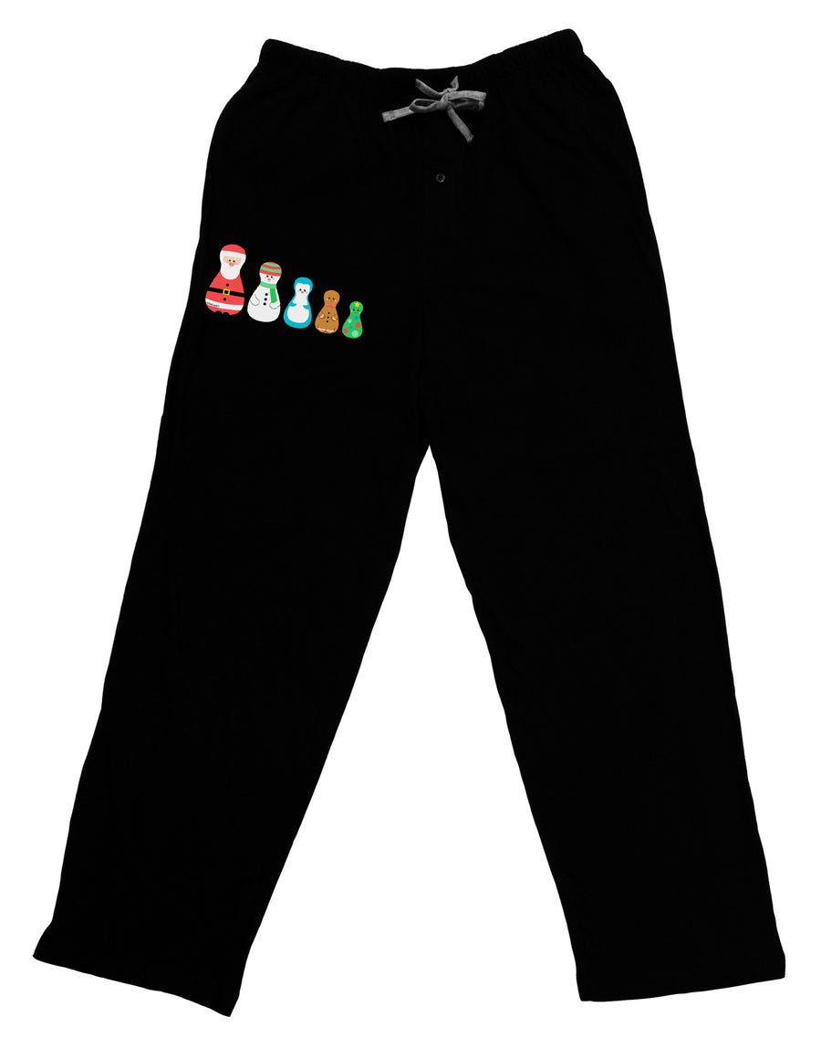 Cute Christmas Matryoshka Nesting Dolls Adult Lounge Pants - Black-Lounge Pants-TooLoud-Black-Small-Davson Sales