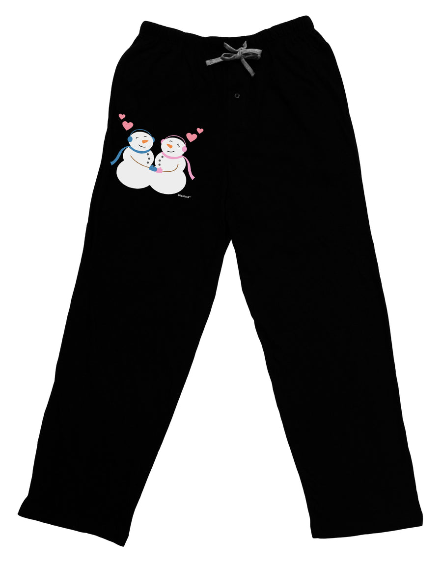 Cute Snowman and Snowwoman Couple Adult Lounge Pants - Black by TooLoud-Lounge Pants-TooLoud-Black-Small-Davson Sales