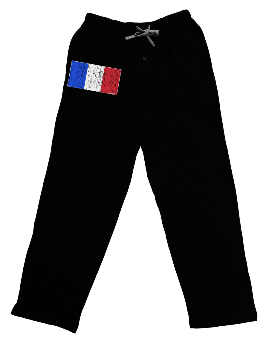 French Flag - France Distressed Adult Lounge Pants - Black by TooLoud-Lounge Pants-TooLoud-Black-Small-Davson Sales