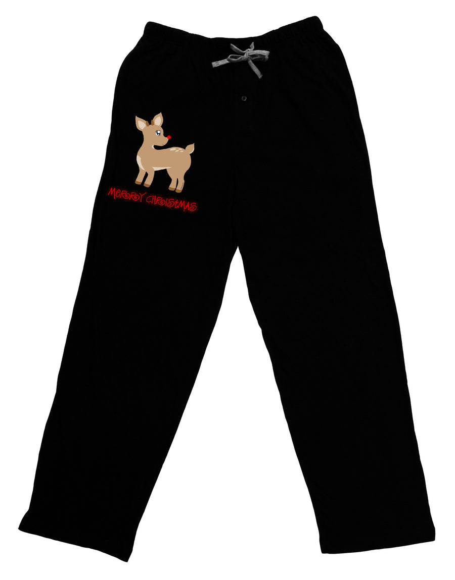Cute Rudolph the Reindeer - Merry Christmas Adult Lounge Shorts - Red or Black by TooLoud-Lounge Shorts-TooLoud-Black-Small-Davson Sales