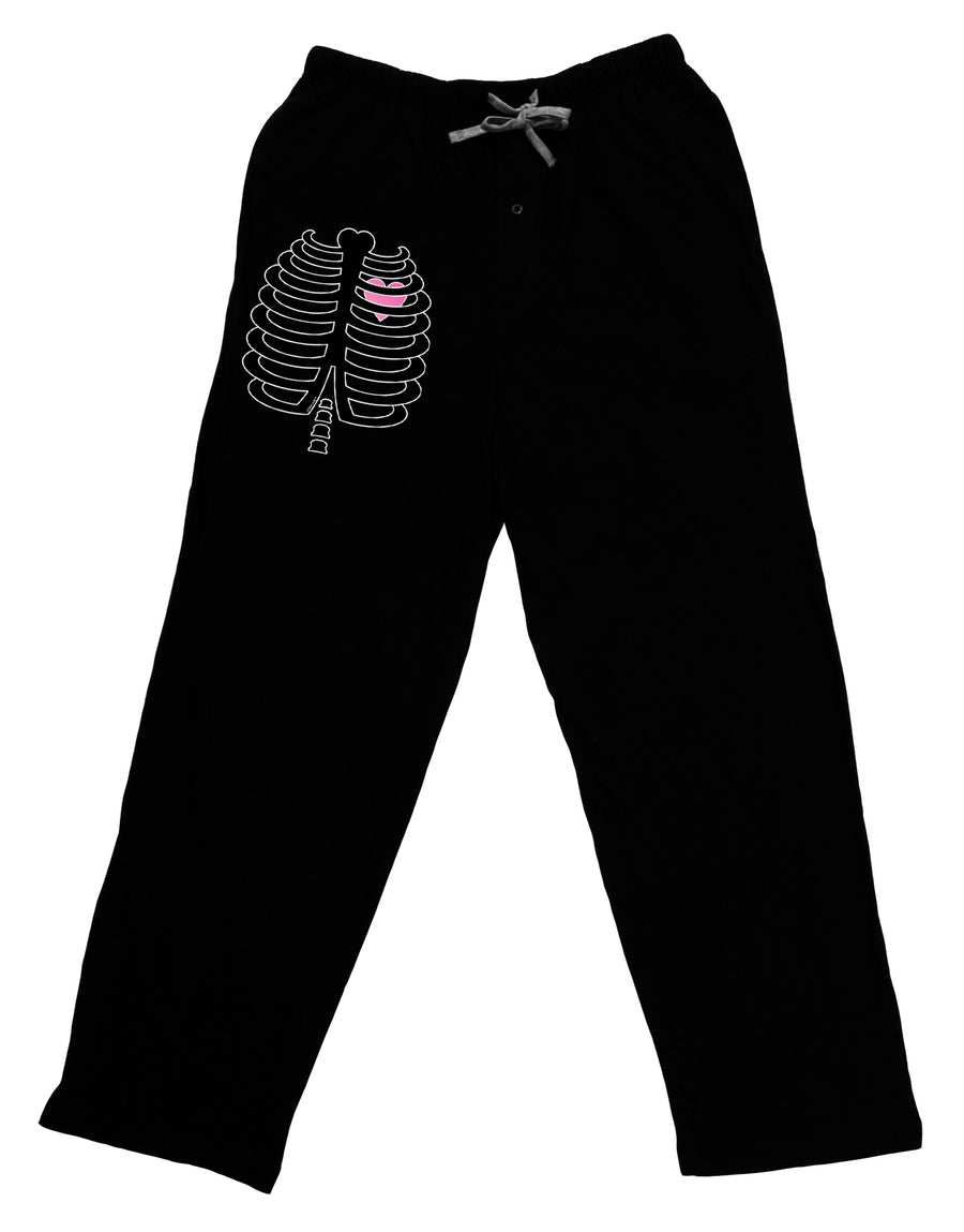 Black Skeleton Ribcage with Pink Heart Halloween Adult Lounge Pants - Black-Lounge Pants-TooLoud-Black-Small-Davson Sales