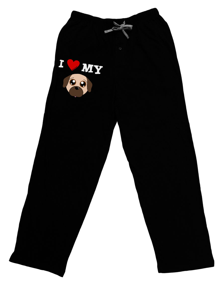 I Heart My - Cute Pug Dog - Fawn Adult Lounge Shorts - Red or Black by TooLoud-Lounge Shorts-TooLoud-Black-Small-Davson Sales