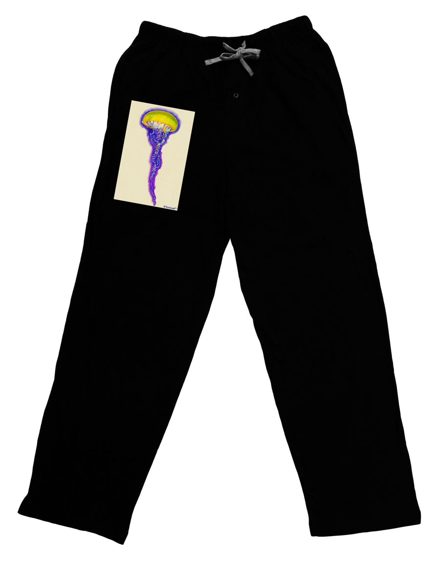 Jellyfish Outlined in Purple Watercolor Adult Lounge Pants-Lounge Pants-TooLoud-Black-Small-Davson Sales