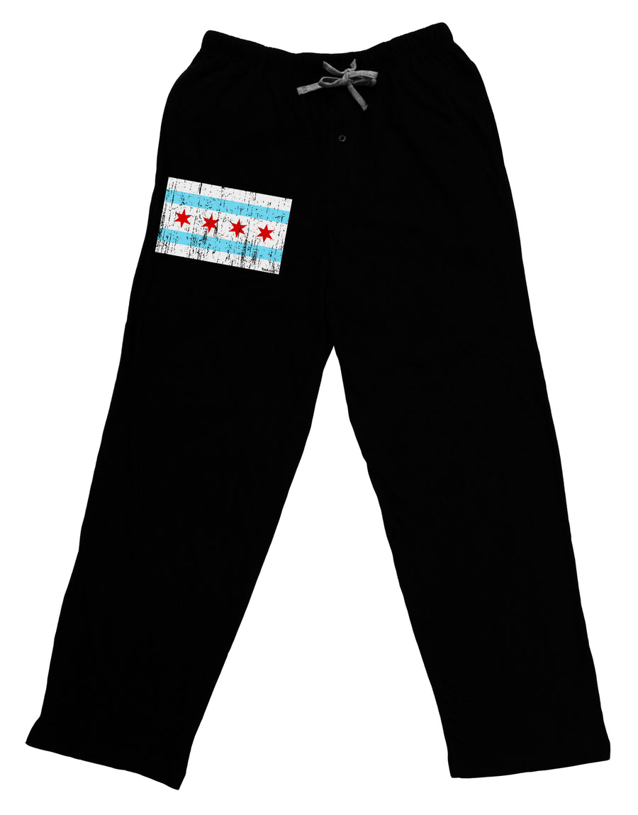 Distressed Chicago Flag Design Adult Lounge Pants - Black by TooLoud-Lounge Pants-TooLoud-Black-Small-Davson Sales