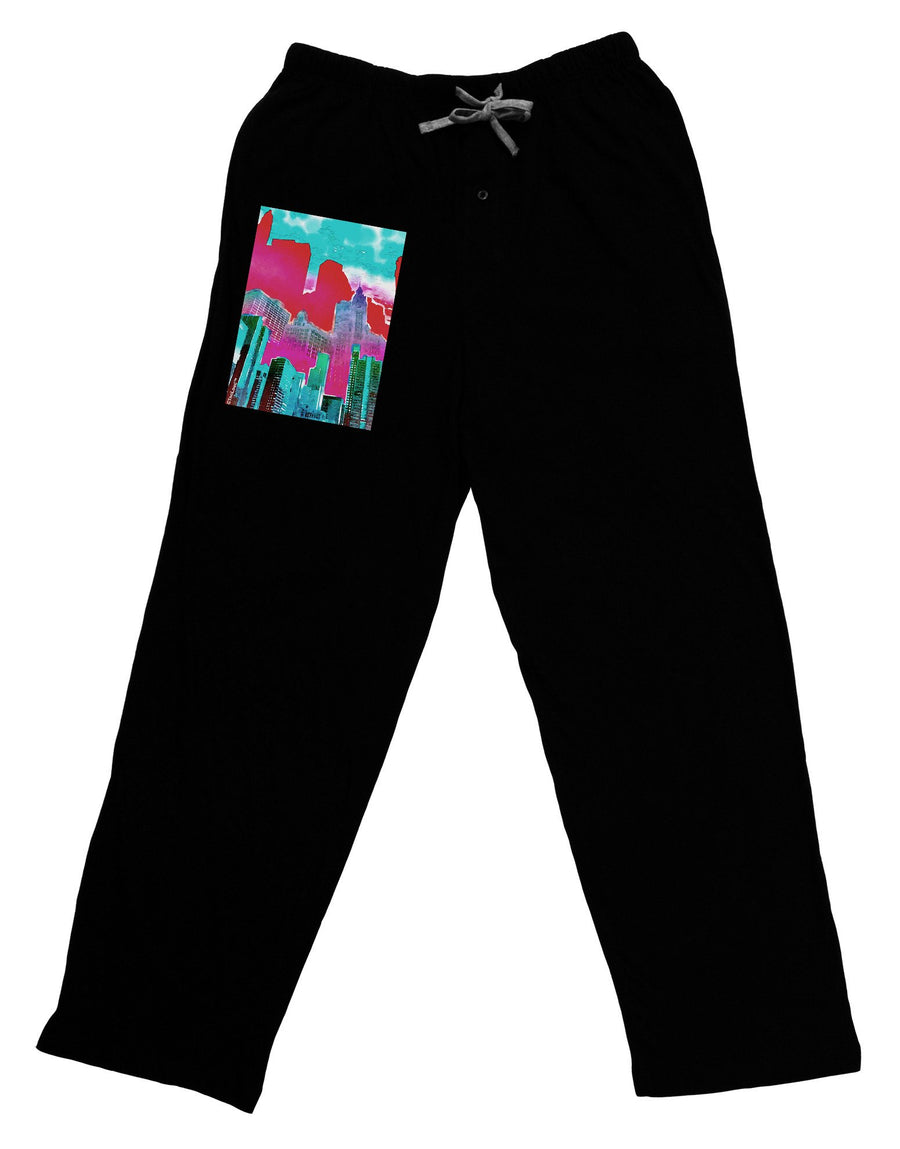 Chicago Abstract 2 Watercolor Adult Lounge Pants-Lounge Pants-TooLoud-Black-2XL-Davson Sales