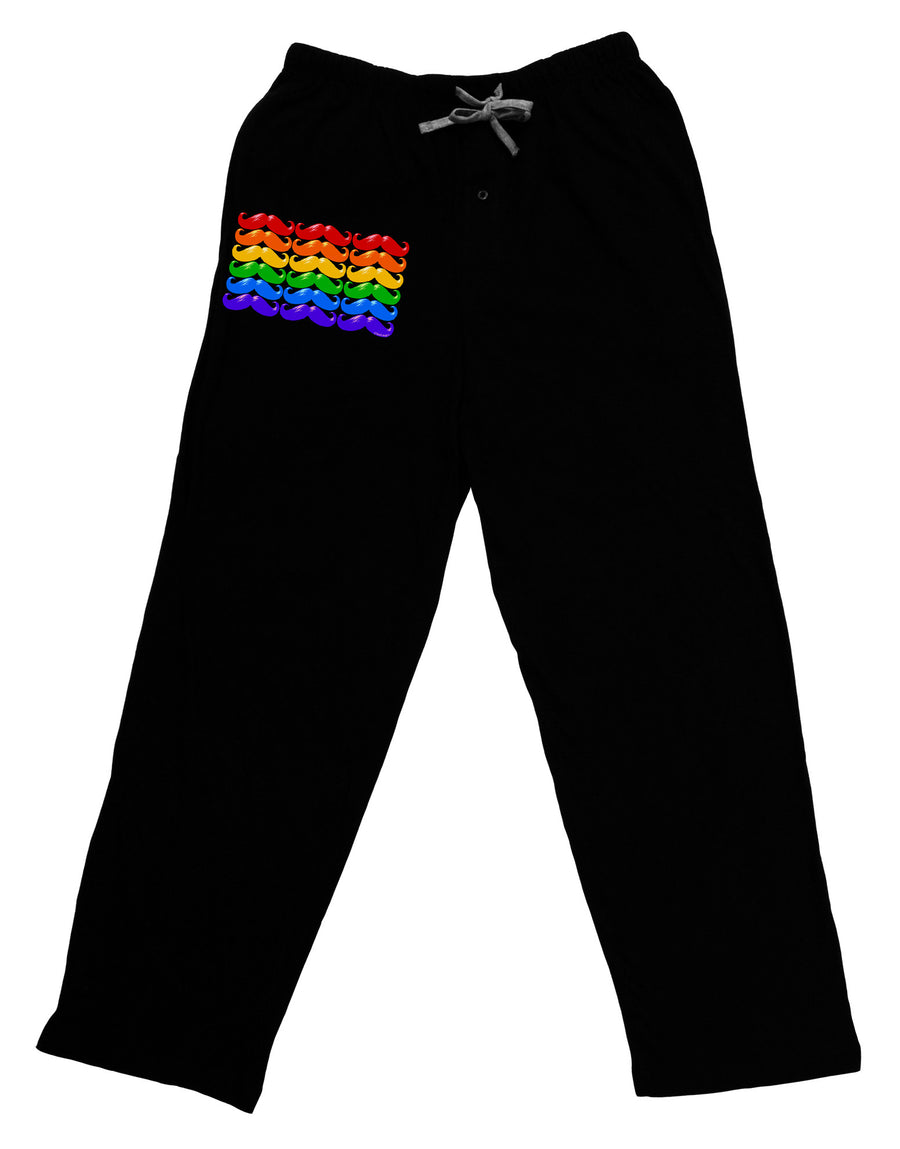 Rainbow Mustaches Gay Pride Flag Adult Lounge Pants - Black-Lounge Pants-TooLoud-Black-Small-Davson Sales