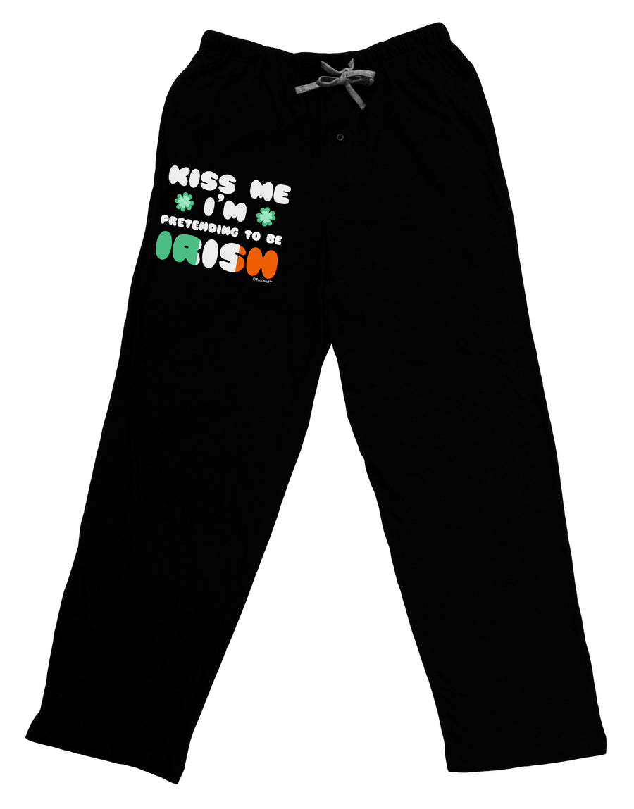 Kiss Me I'm Pretending to Be Irish Adult Lounge Pants - Black by TooLoud-Lounge Pants-TooLoud-Black-Small-Davson Sales