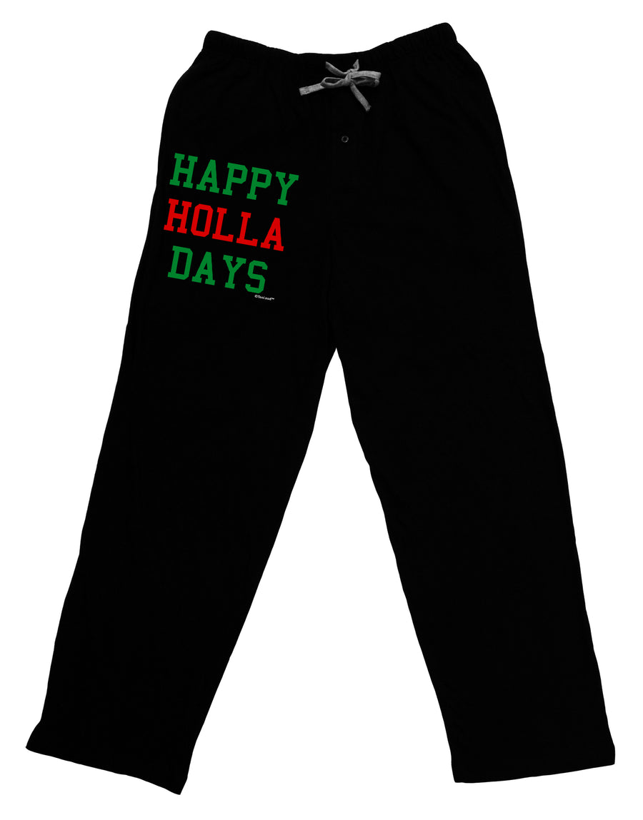 Happy Holla Days - Red and Green Adult Lounge Shorts - Red or Black by TooLoud-Lounge Shorts-TooLoud-Black-Small-Davson Sales