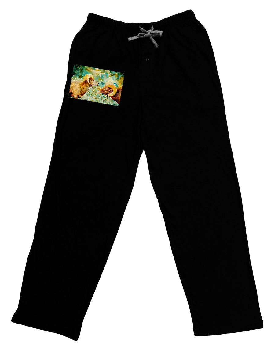 Two Bighorn Rams Watercolor Adult Lounge Pants-Lounge Pants-TooLoud-Black-Small-Davson Sales