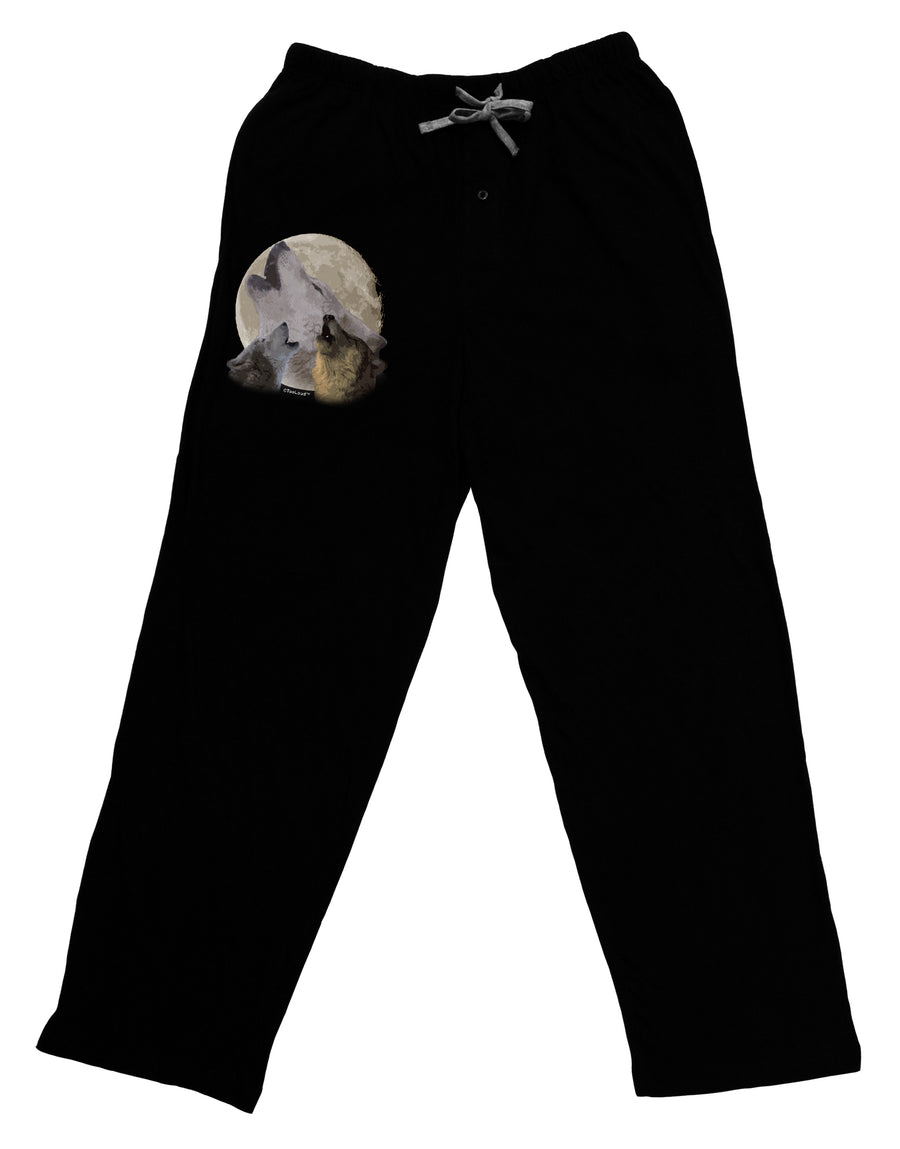 Three Wolves Howling at the Moon Adult Lounge Pants - Black by TooLoud-Lounge Pants-TooLoud-Black-Small-Davson Sales