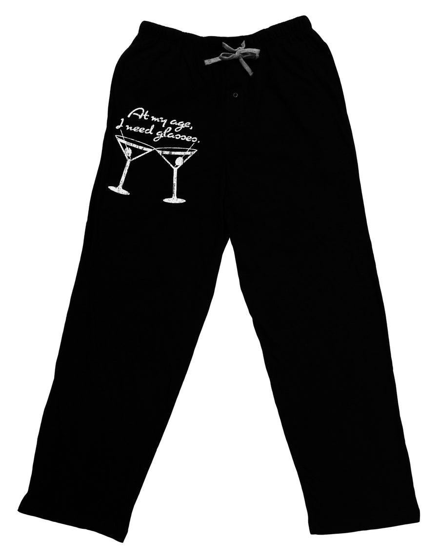 At My Age I Need Glasses - Martini Distressed Adult Lounge Pants - Black by TooLoud-Lounge Pants-TooLoud-Black-Small-Davson Sales