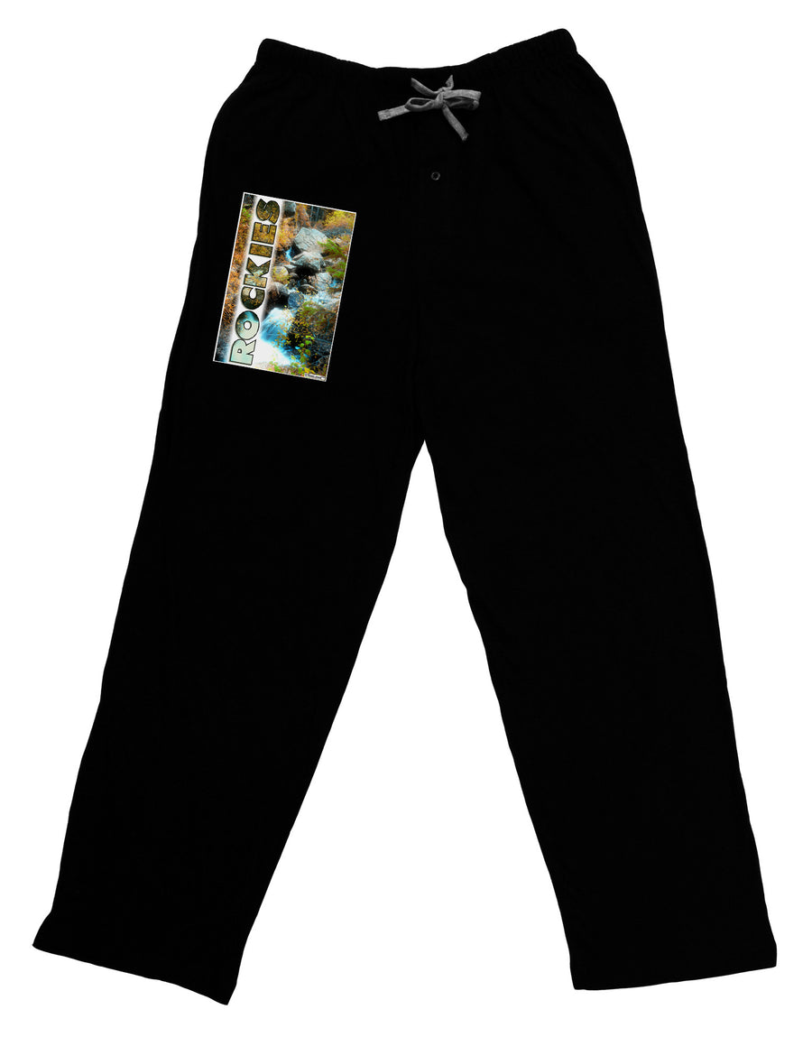 Rockies Waterfall with Text Adult Lounge Pants-Lounge Pants-TooLoud-Black-Small-Davson Sales