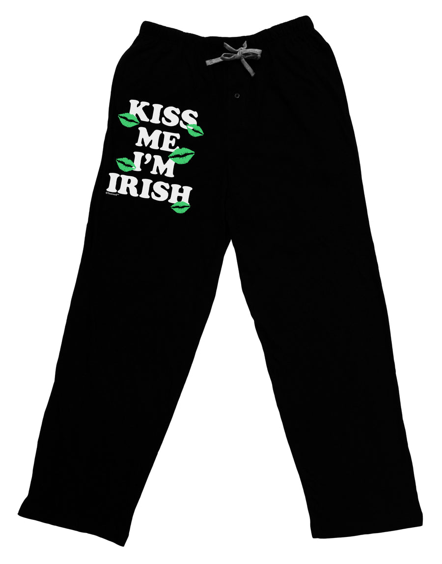 Kiss Me I'm Irish - Green Kisses Adult Lounge Pants - Black by TooLoud-Lounge Pants-TooLoud-Black-Small-Davson Sales