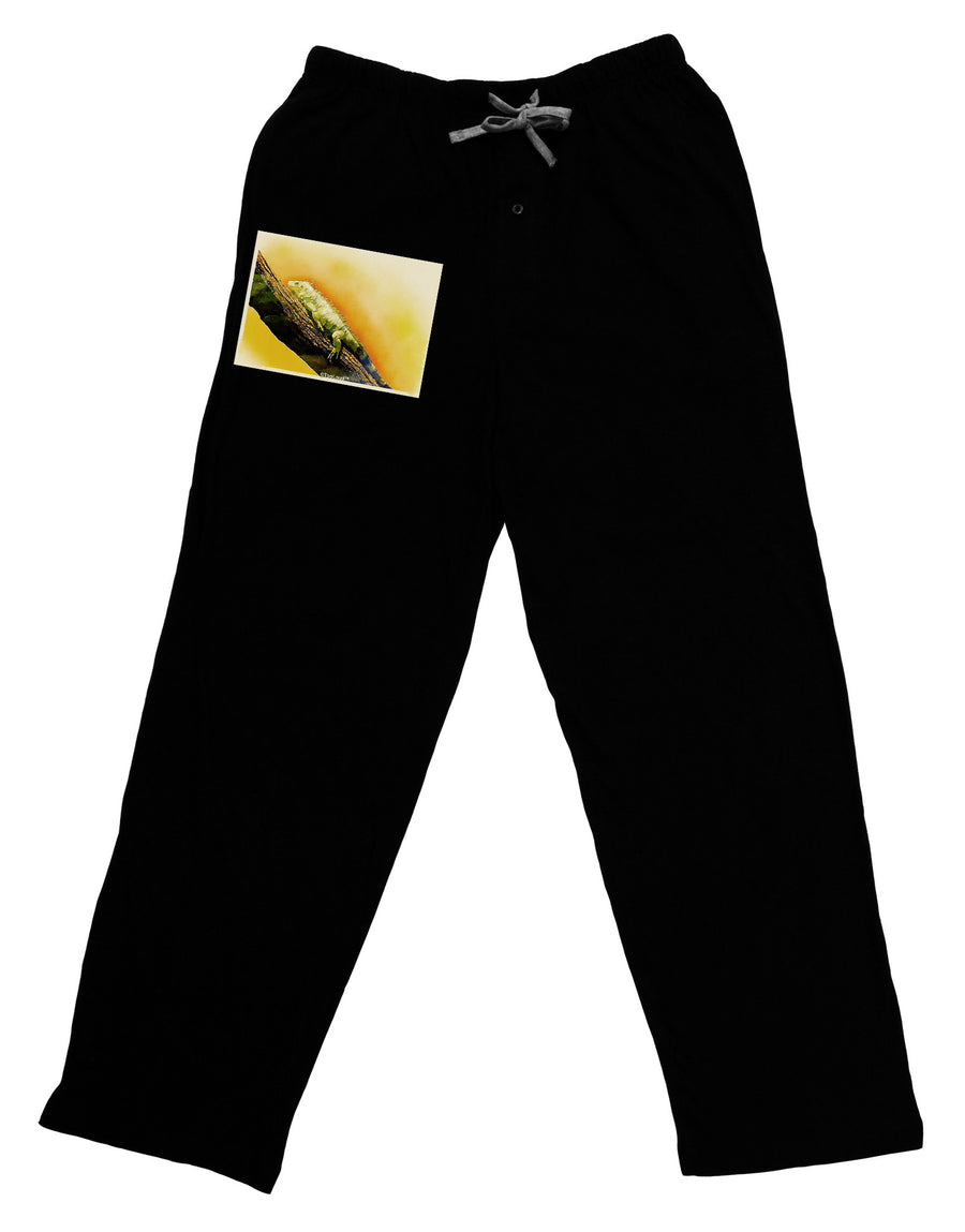 Iguana Watercolor Adult Lounge Pants-Lounge Pants-TooLoud-Black-Small-Davson Sales