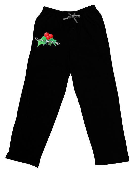Holly Seasons Greetings Text Adult Lounge Pants - Black by TooLoud-Lounge Pants-TooLoud-Black-Small-Davson Sales