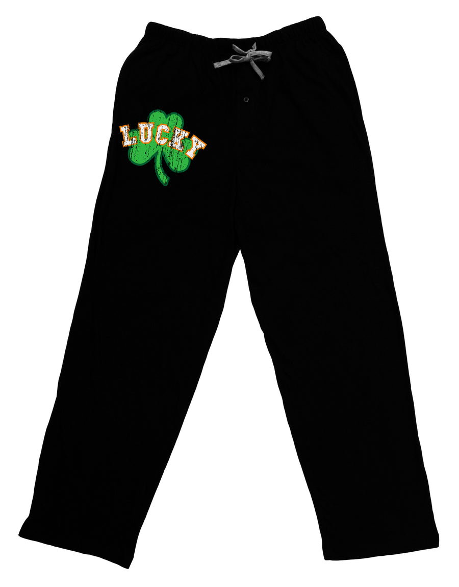 Lucky Shamrock Design Distressed Adult Lounge Pants - Black by TooLoud-Lounge Pants-TooLoud-Black-Small-Davson Sales