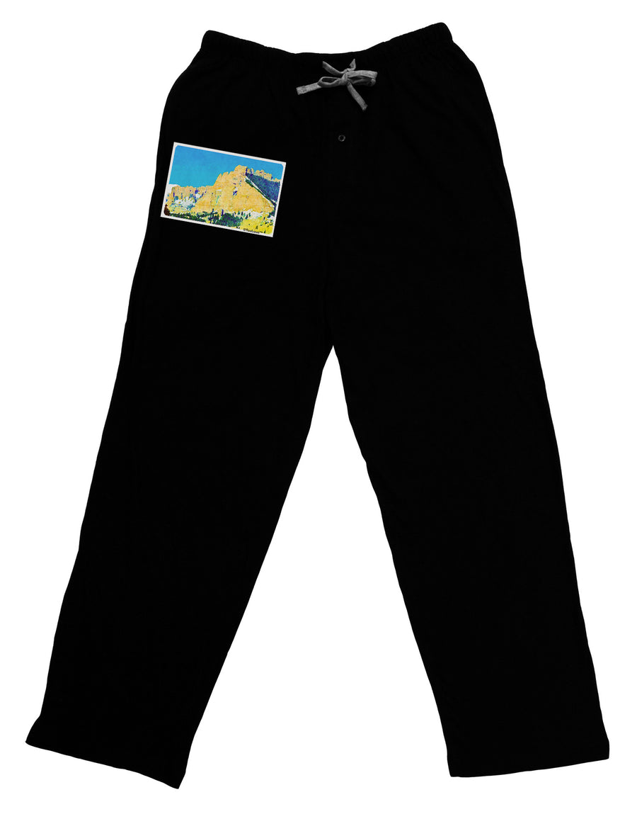 Colorado Snowy Mtns WaterColor Relaxed Adult Lounge Pants-Lounge Pants-TooLoud-Black-Small-Davson Sales