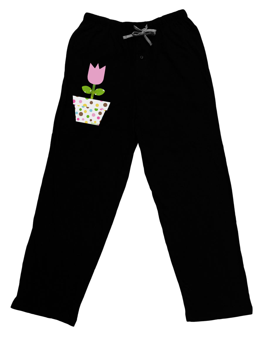 Easter Tulip Design - Pink Adult Lounge Pants - Black by TooLoud-Lounge Pants-TooLoud-Black-Small-Davson Sales