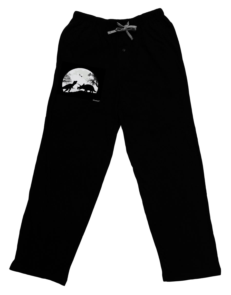 T-Rex and Triceratops Silhouettes Design Adult Lounge Pants - Black by TooLoud-Lounge Pants-TooLoud-Black-Small-Davson Sales